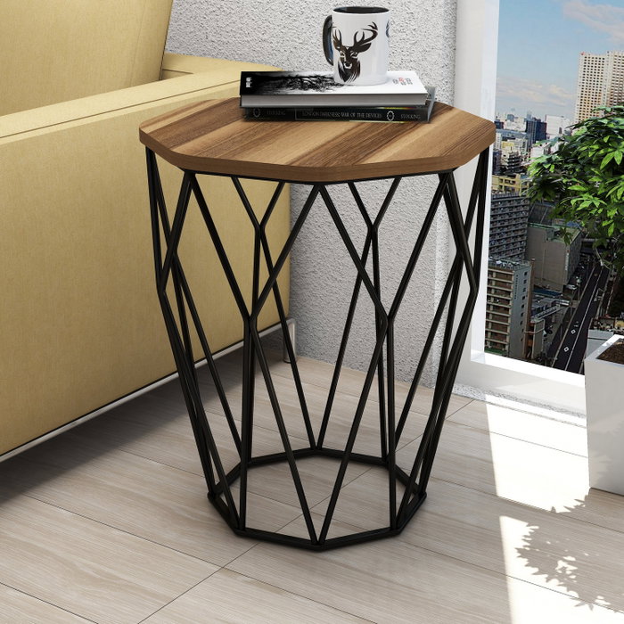 Hanah Home Sofya Mesa Auxiliar Nogal y Negro